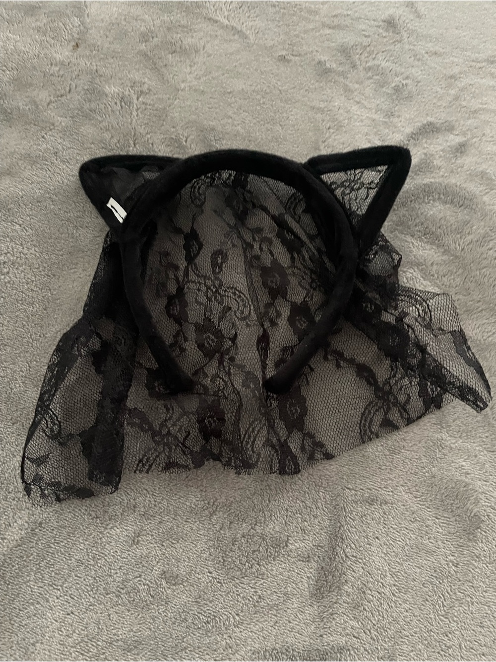 Black Lace Cat Ear Headband Veil - Women Halloween